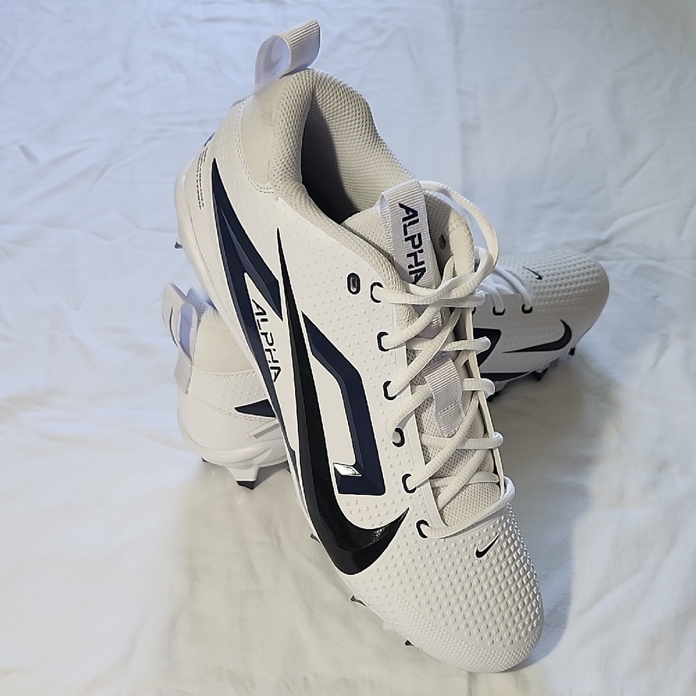 Nike Alpha Menace 4, White and Midnight Blue Men's Football Cleats